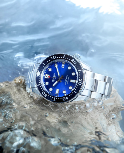 Qorum Aquaxplorer Men’s Automatic Watch - Royal Blue Dial, Date Display, Stainless Steel Strap
