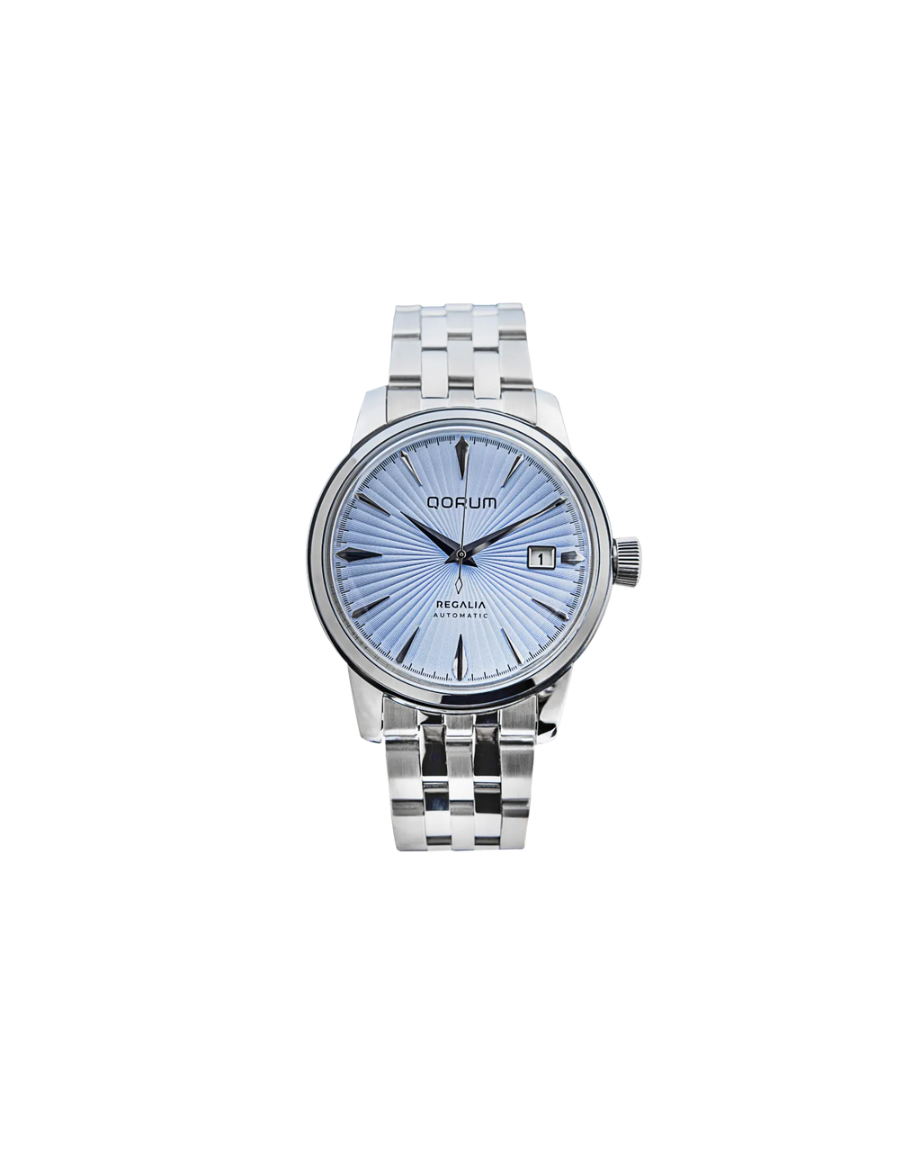 Qorum Regalia Men’s Automatic Watch With Date Display - Ice Blue Dial, Date Display, Stainless Steel Strap