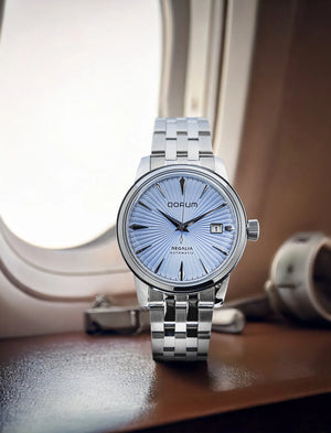 Qorum Regalia Men’s Automatic Watch With Date Display - Ice Blue Dial, Date Display, Stainless Steel Strap