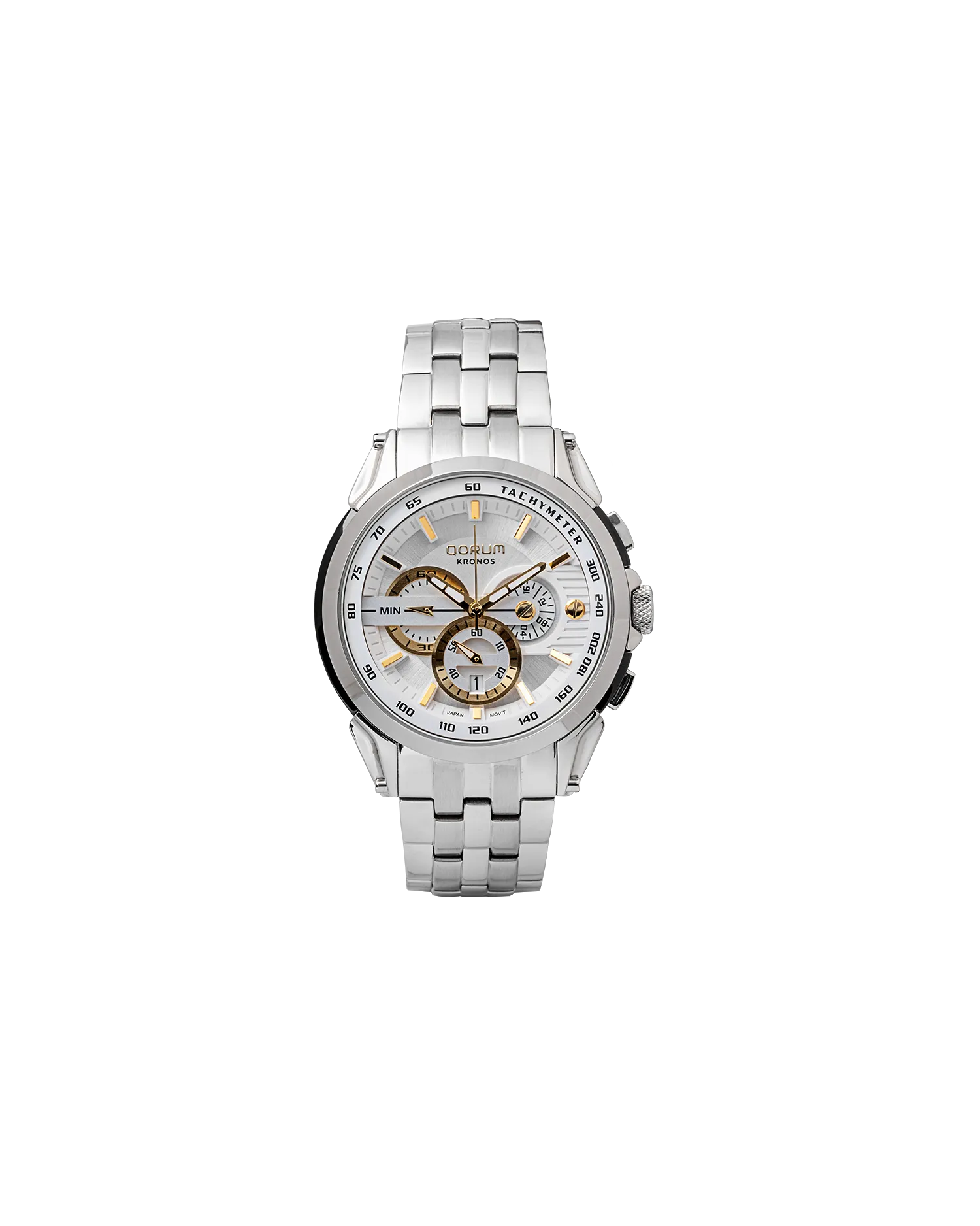 Qorum Kronos Men’s Chronograph Watch - Stainless Steel Case With White Dial