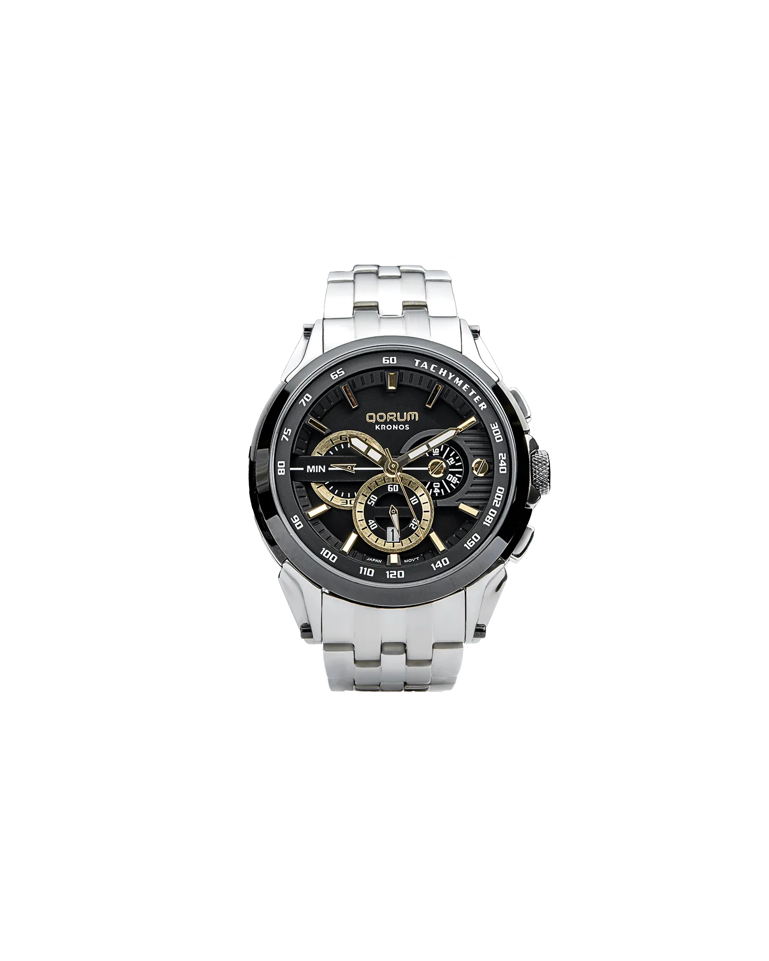 Qorum Kronos Men’s Chronograph Watch - Stainless Steel Case With White Dial