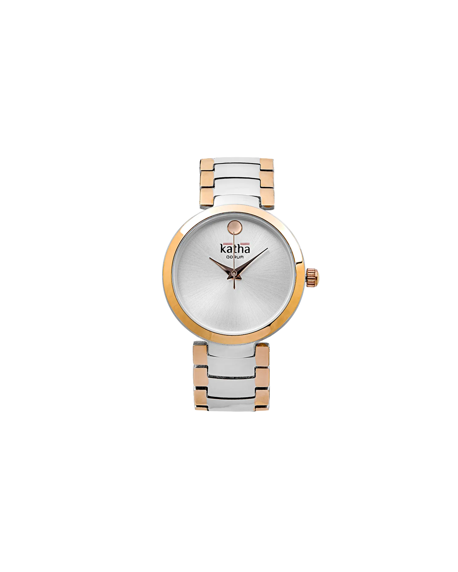 Qorum Katha Ladies Watch - Two Tone Gold Plated Stainless Steel Case With Silver Dial