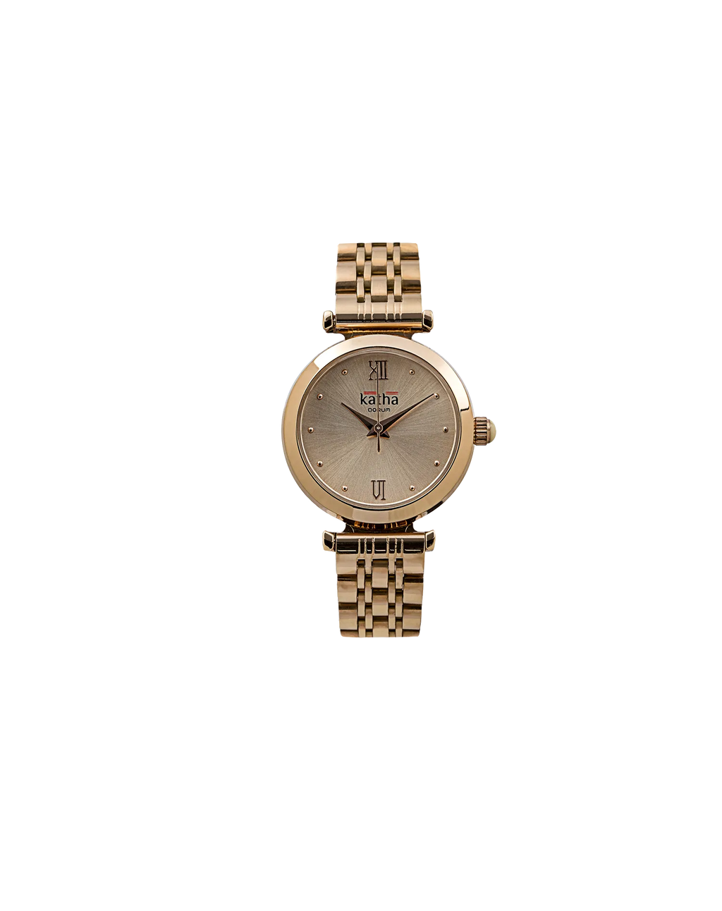 Qorum Katha Ladies Watch - Rose Gold Plated Stainless Steel Case With Rose Gold Dial