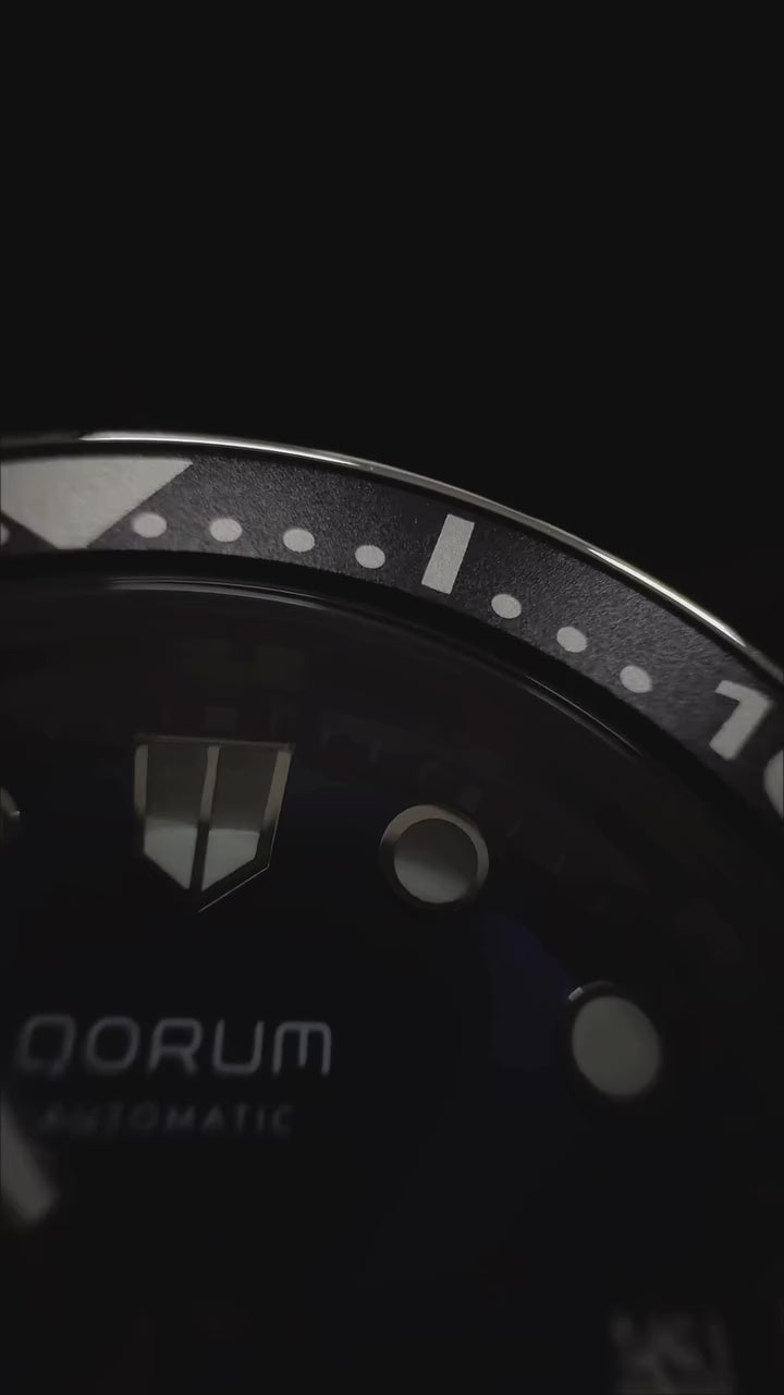 Qorum Aquaxplorer Men’s Automatic Watch –Royal Blue Dial, Date Display, Stainless Steel Strap