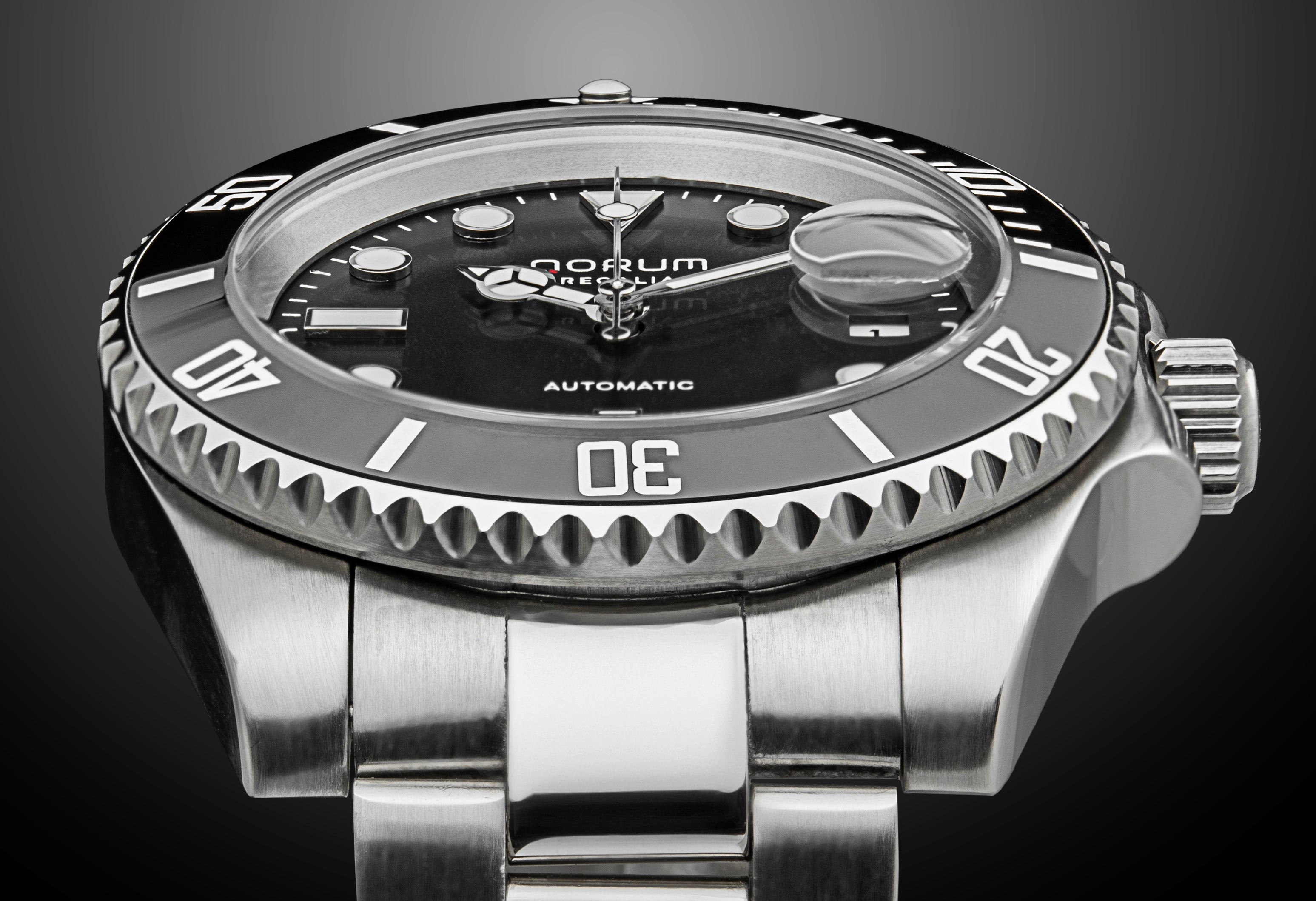 Qorum Regalia Men’s Automatic Watch - Black Dial, Black Bezel, Date Display, Stainless Steel Strap
