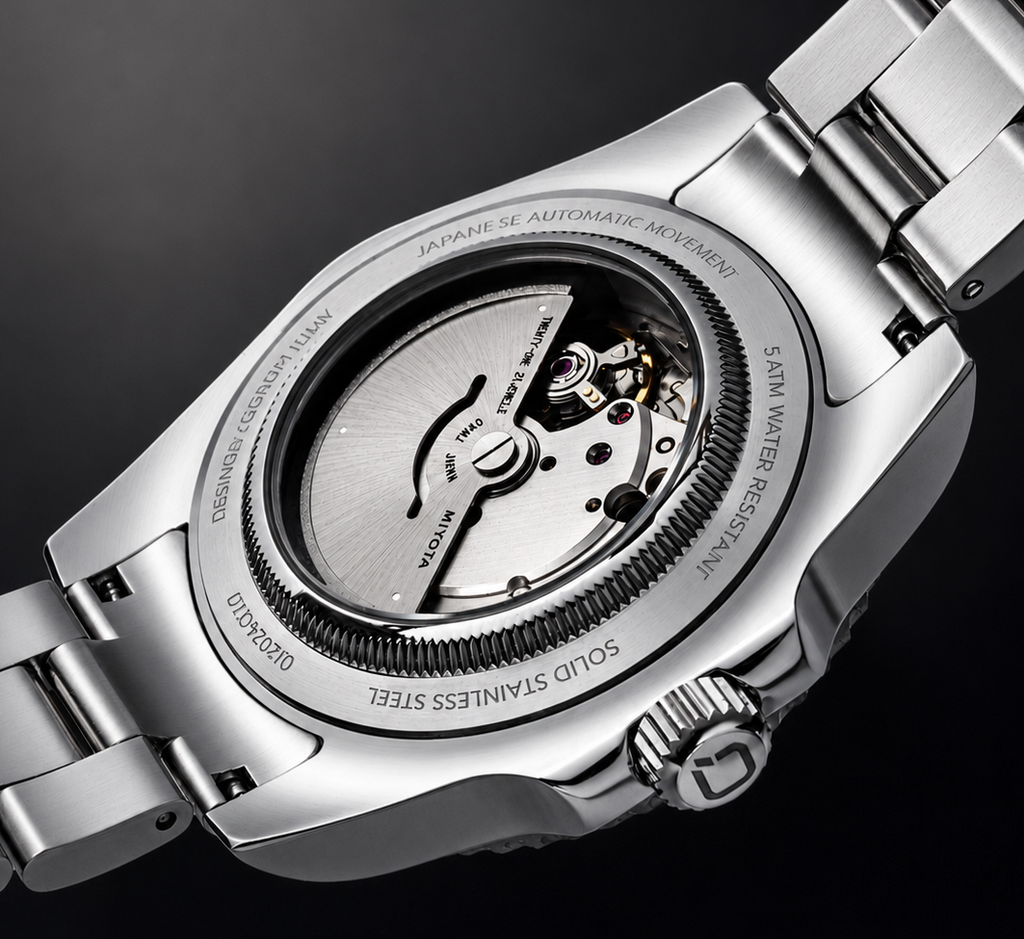 Qorum Regalia Men’s Automatic Watch - Black Dial, Black Bezel, Date Display, Stainless Steel Strap