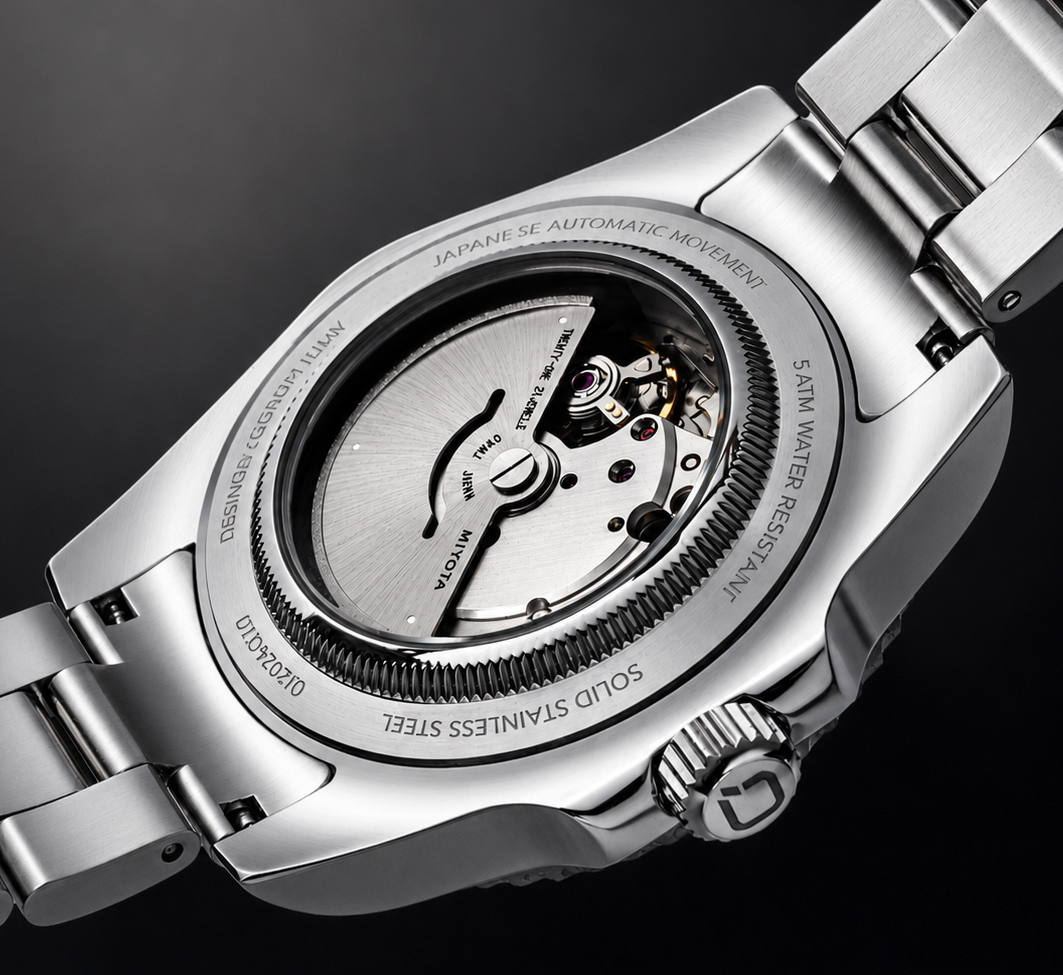 Qorum Regalia Men’s Automatic Watch - Black Dial, Black Bezel, Date Display, Stainless Steel Strap