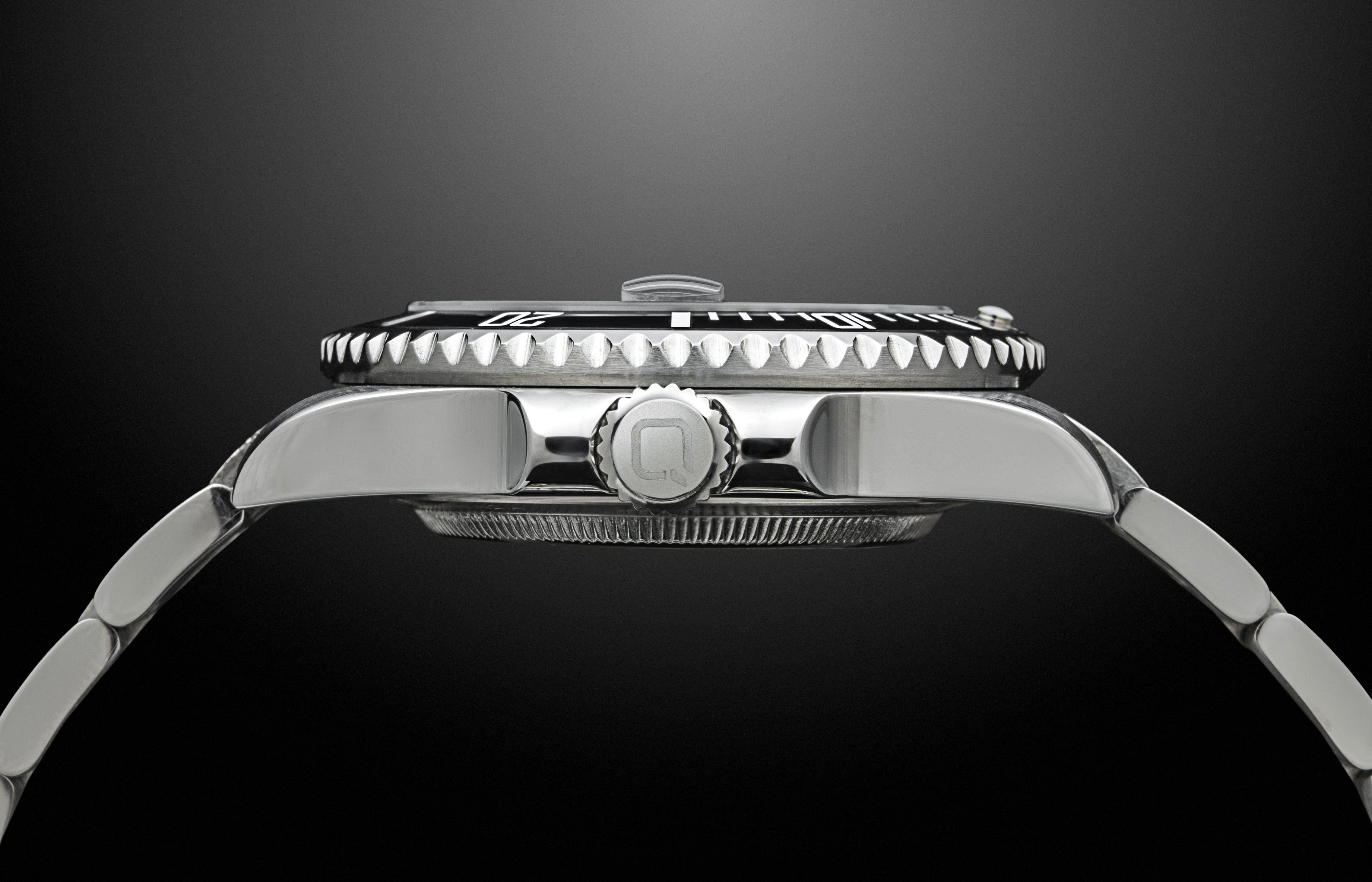 Qorum Regalia Men’s Automatic Watch - Black Dial, Black Bezel, Date Display, Stainless Steel Strap